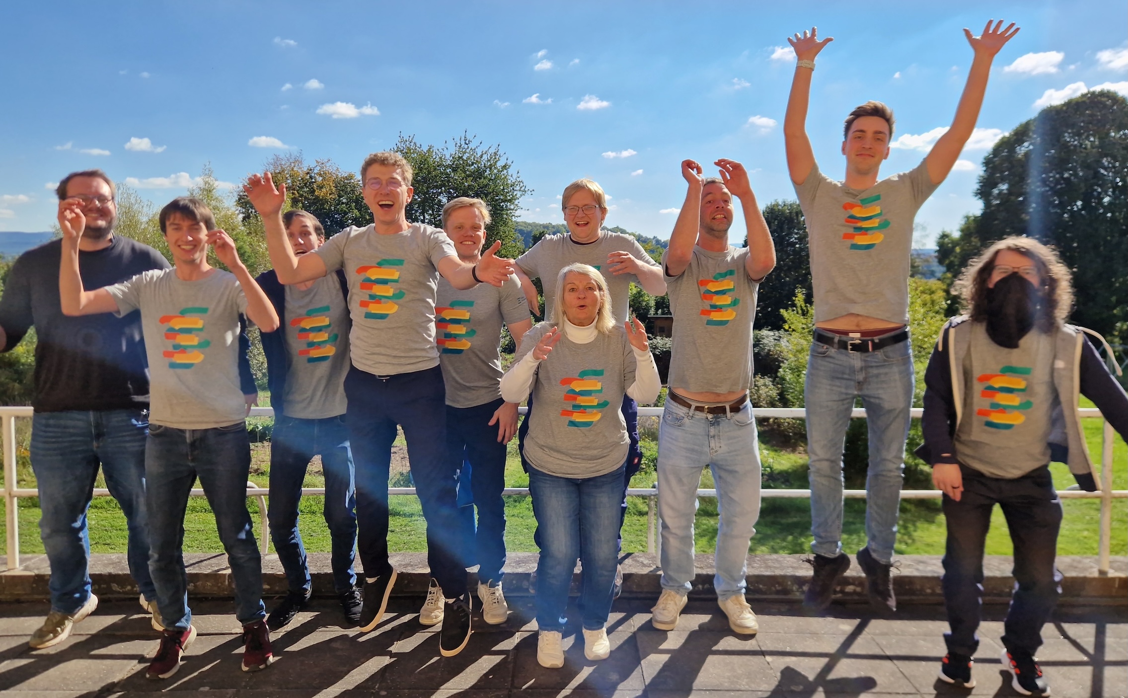 SE group at the hackathon, jumping